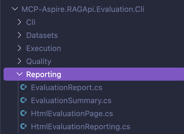 Evaluation reporting structure